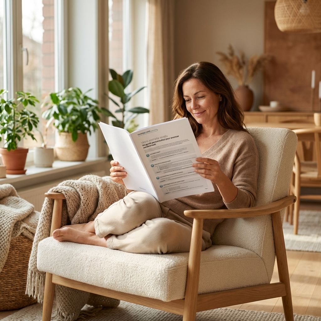 Une femme lit le magazine dans un fauteuil